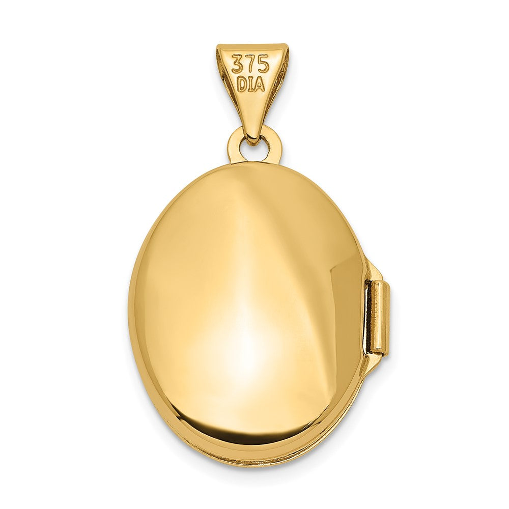 14K Gelbgold 14ky Poliert Diamant Oval Medaillon