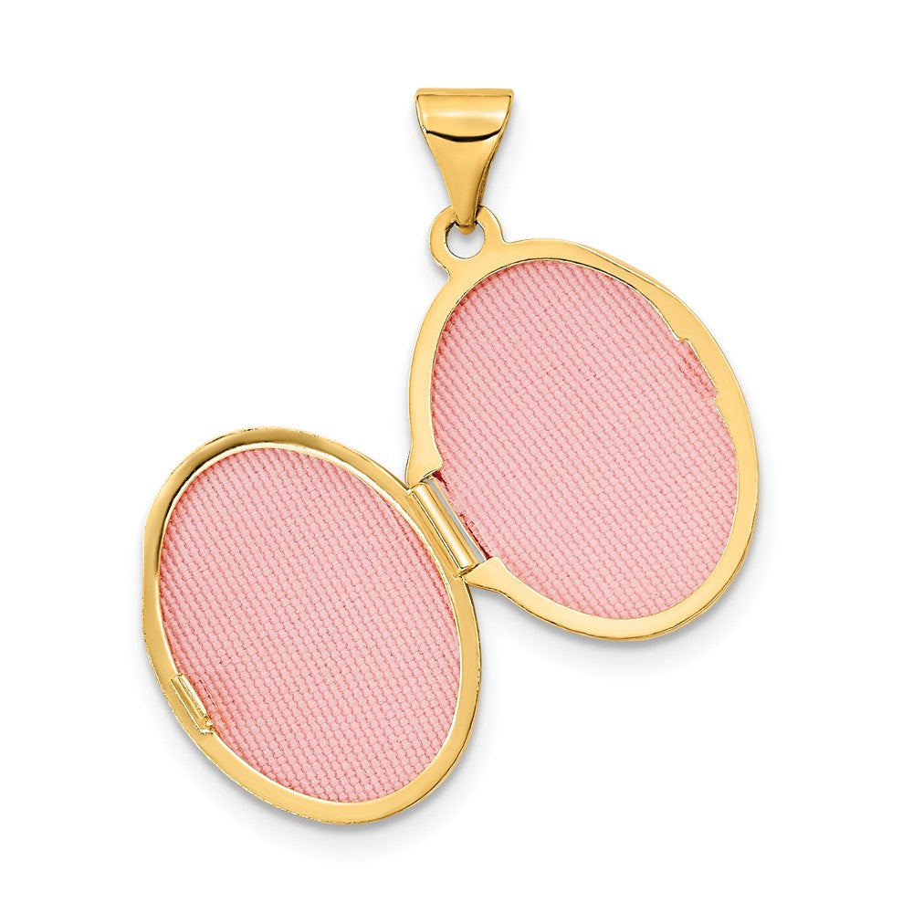14K Gelbgold 14ky Poliert Diamant Oval Medaillon