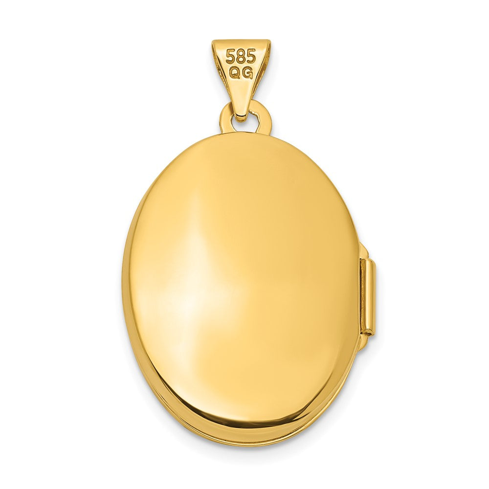 14K Gelb & Rhodium 14K mit Weiß Rhodium Gebürstet Diamant Stern 21mm Oval Medaillon