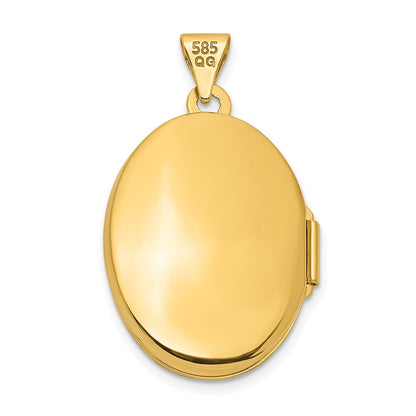 14K Gelb & Rhodium 14K mit Weiß Rhodium Gebürstet Diamant Stern 21mm Oval Medaillon
