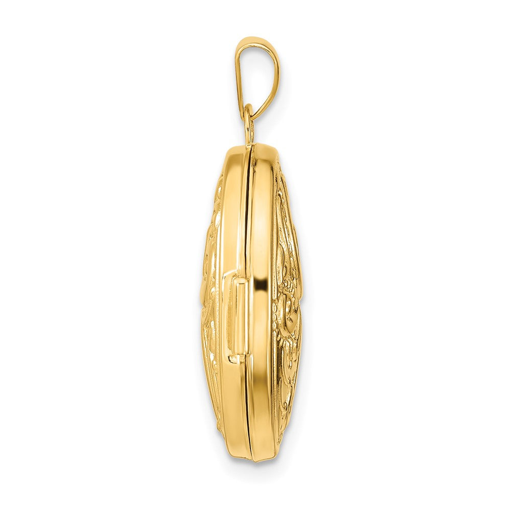 14K Gelbgold 14ky Wendbar Wirbel Design 21mm Oval Medaillon