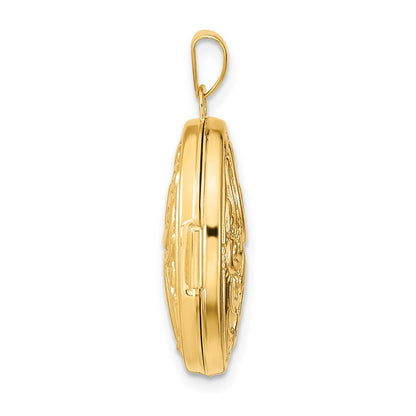 14K Gelbgold 14ky Wendbar Wirbel Design 21mm Oval Medaillon