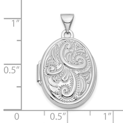 14K Weißgold 14K Weißgold Wirbel Design 21mm Oval Medaillon