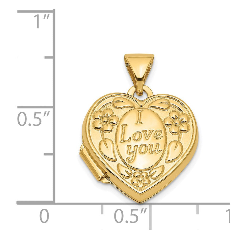 14K Gelbgold 14K Blumen I Liebe You Herz Medaillon