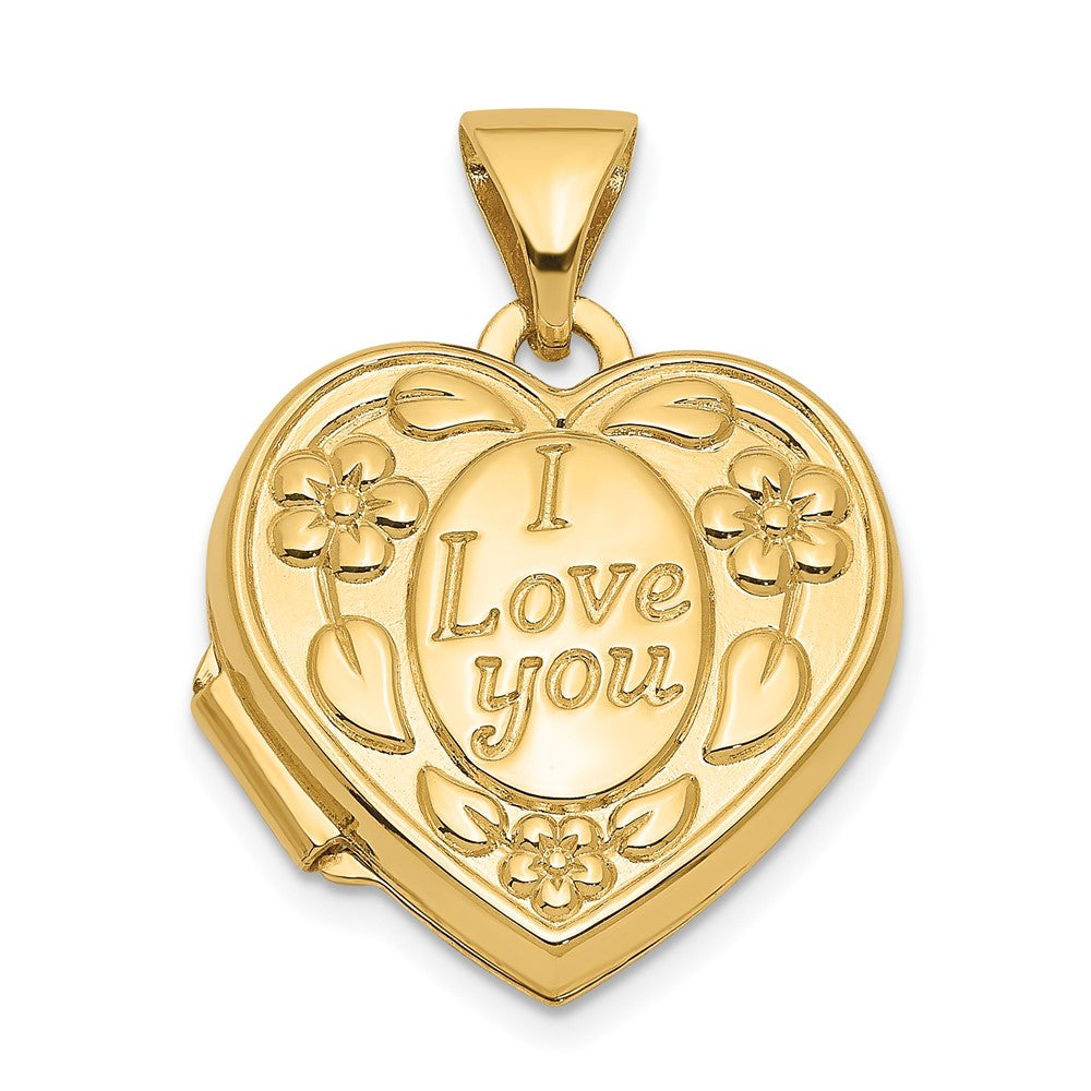 14K Gelbgold 14K Blumen I Liebe You Herz Medaillon