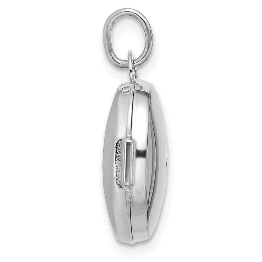 14K Weißgold Poliert Diamant 16mm Rund Medaillon