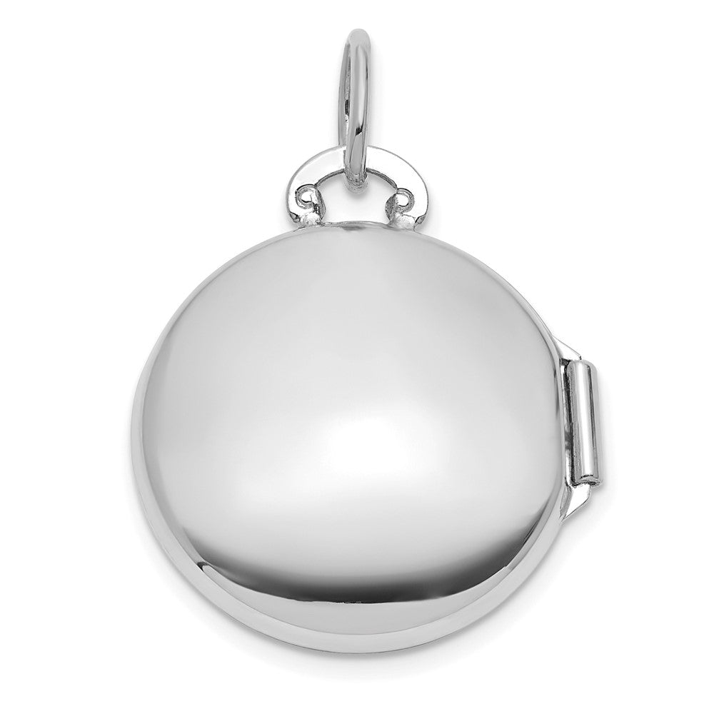 14K Weißgold Poliert Diamant 16mm Rund Medaillon