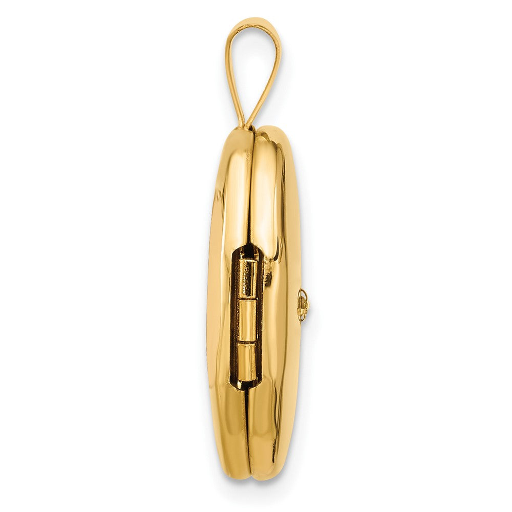 14K Gelbgold Poliert Diamant Stern 16mm Oval Medaillon