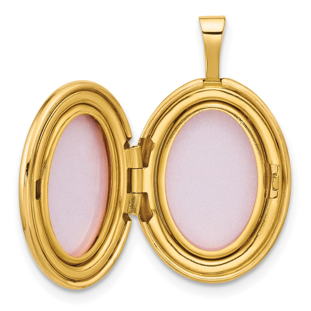 14K Gelbgold Poliert Diamant Stern 16mm Oval Medaillon