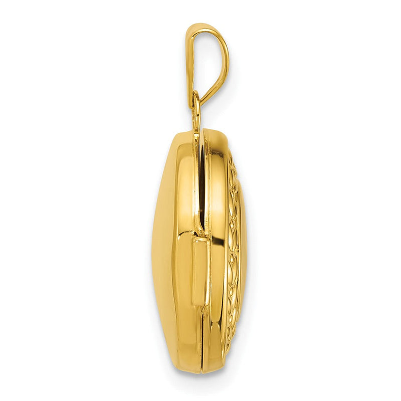14K Gelbgold Poliert Diamant 16mm Rund Medaillon