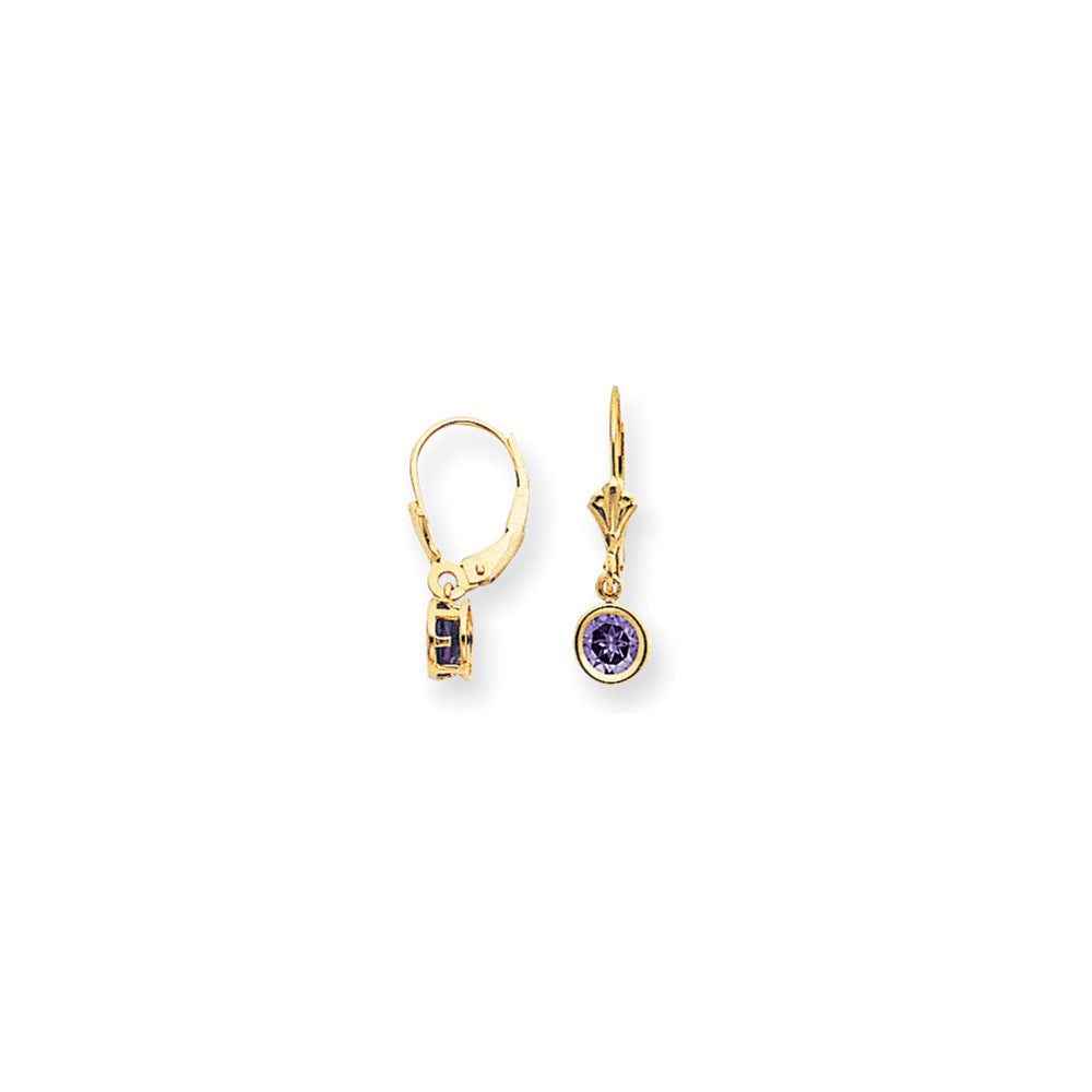 14K Gelbgold Ohrhänger mit 5-mm-Amethyst im Checkerboard-Schliff und Klappbrisur