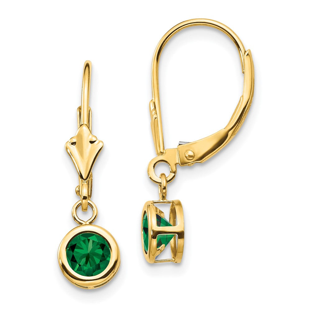 Ohrringe aus 14K Gelbgold mit 5-mm-Mount-St.-Helens-Steinen und Leverback-Verschluss
