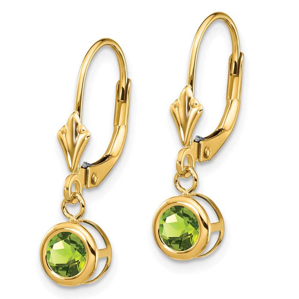 14K Gelbgold Ohrringe mit Peridot, 5 mm, mit Klappbrisur