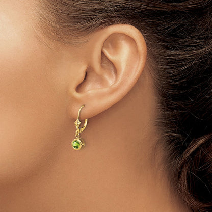 14K Gelbgold Ohrringe mit Peridot, 5 mm, mit Klappbrisur