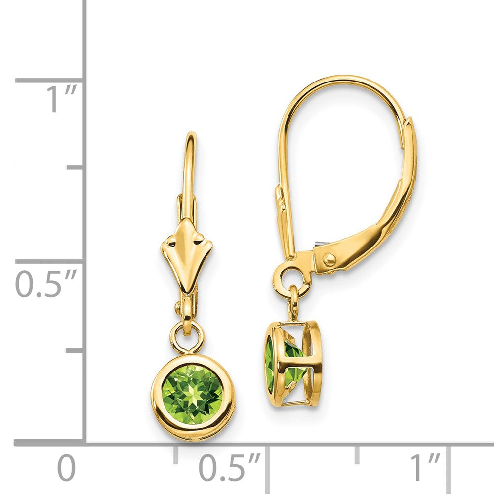 14K Gelbgold Ohrringe mit Peridot, 5 mm, mit Klappbrisur