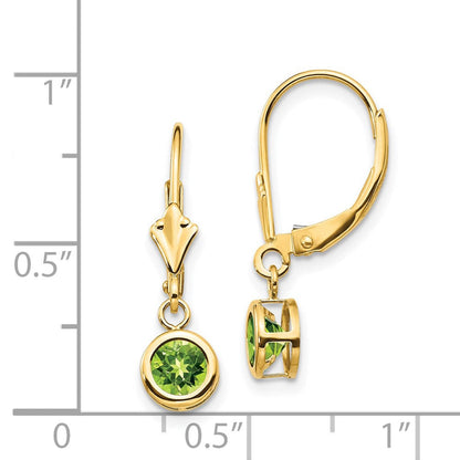14K Gelbgold Ohrringe mit Peridot, 5 mm, mit Klappbrisur