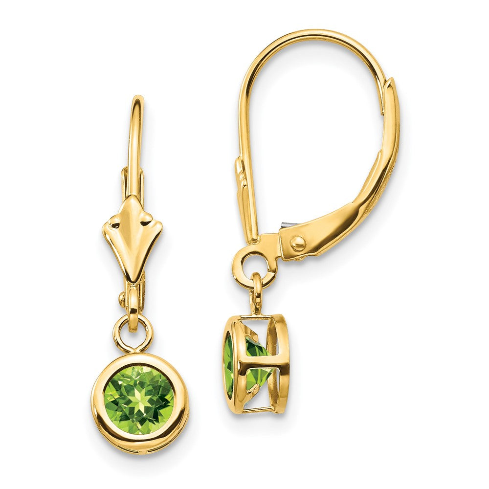 14K Gelbgold Ohrringe mit Peridot, 5 mm, mit Klappbrisur