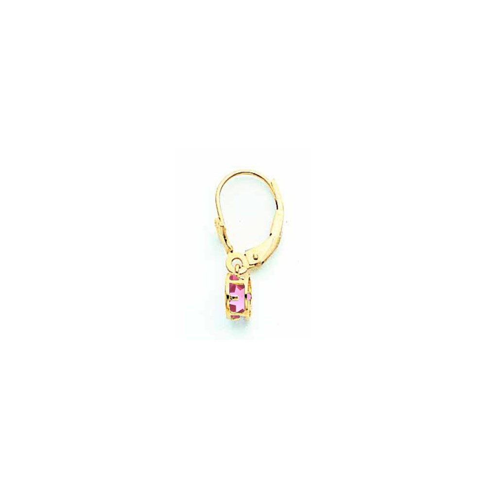 14K Gelbgold 5 mm Rosa Turmalin Ohrhänger mit Klappbrisur