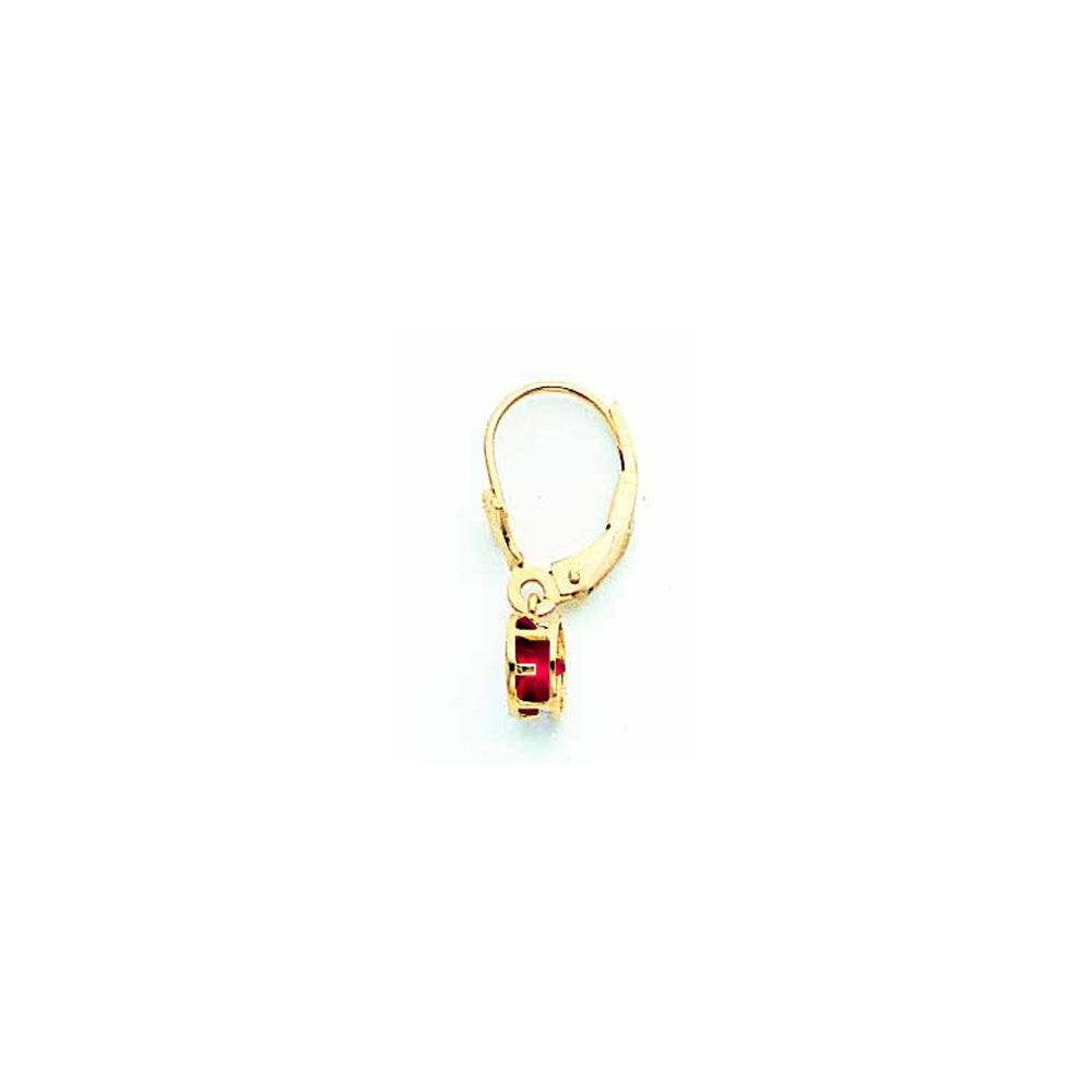 14K Gelbgold Ohrhänger mit Rubin, 5 mm, Leverback-Verschluss