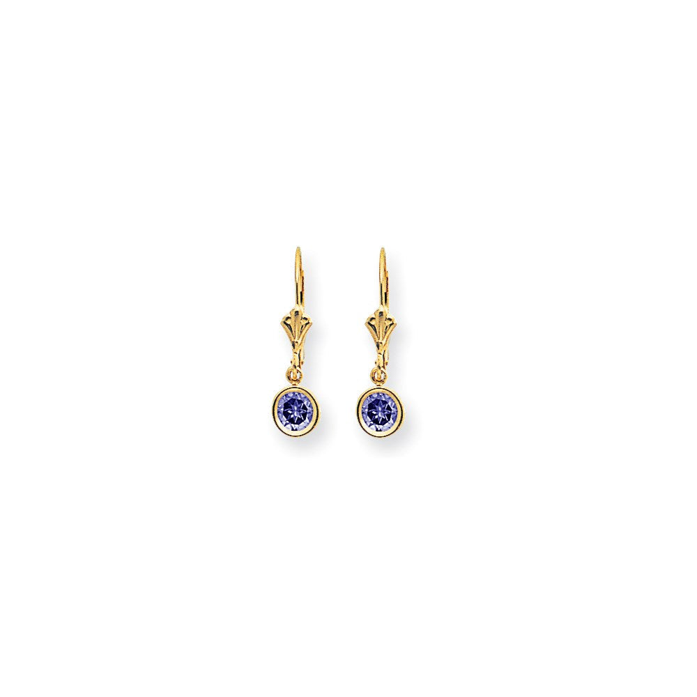 14K Gelbgold Ohrhänger mit 5 mm rosa Saphir und Brisurverschluss