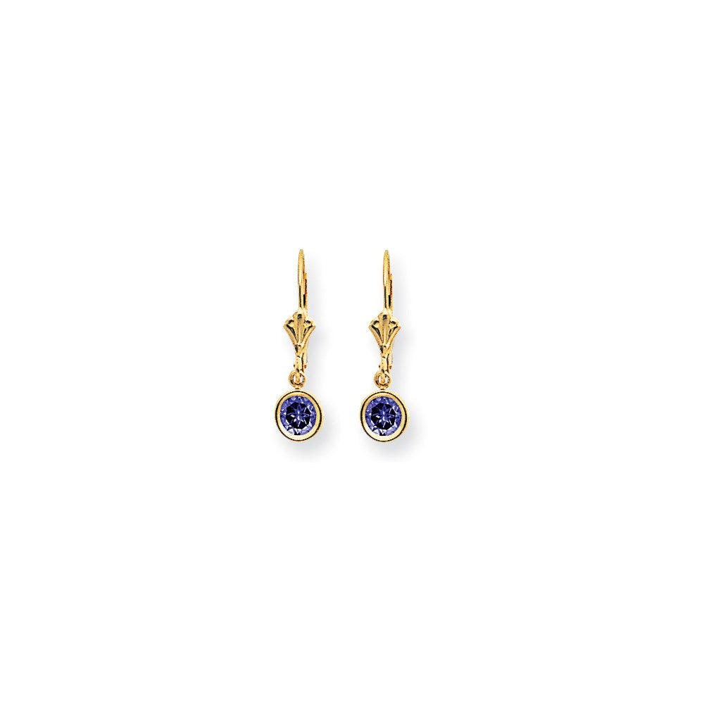 14K Gelbgold Ohrringe mit Brisurverschluss, 5 mm Tansanit