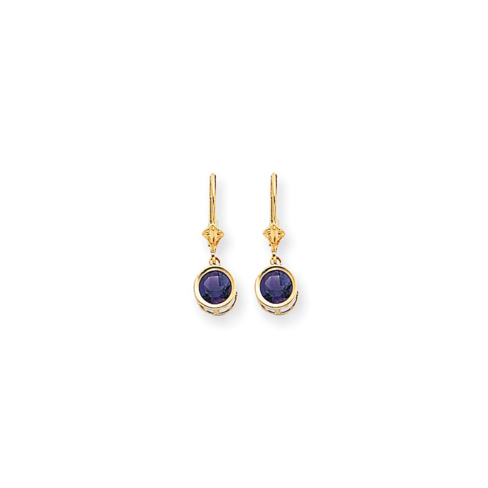 14K Gelbgold Ohrhänger mit Amethyst im Karo-Schliff, 6 mm, Leverback-Verschluss