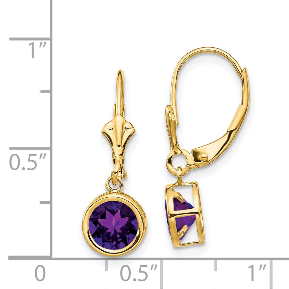 14K Gelbgold Ohrhänger mit 6-mm-Amethyst und Leverback-Verschluss