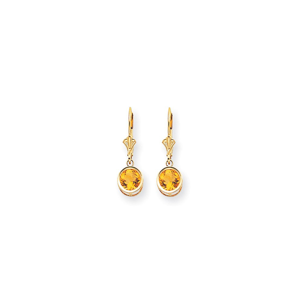 14K Gelbgold Ohrhänger mit Citrin im Karo-Schliff, 6 mm, Leverback-Verschluss