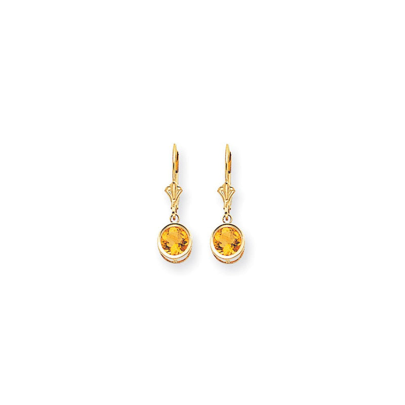 14K Gelbgold Ohrhänger mit Citrin im Karo-Schliff, 6 mm, Leverback-Verschluss