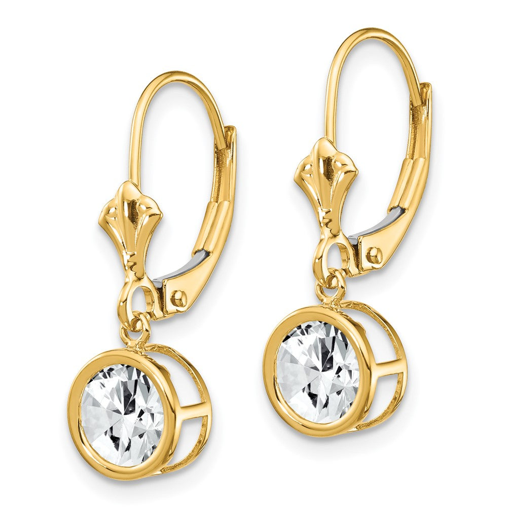 14K Gelbgold Ohrhänger mit Zirkonia, 6 mm, Brisurverschluss
