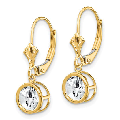 14K Gelbgold Ohrhänger mit Zirkonia, 6 mm, Brisurverschluss