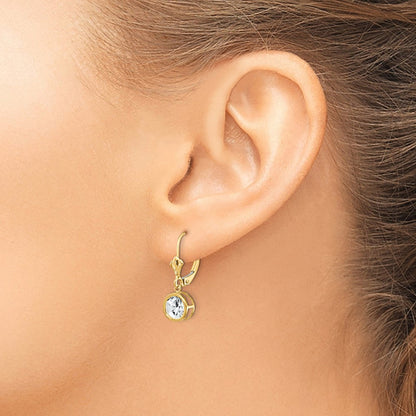 14K Gelbgold Ohrhänger mit Zirkonia, 6 mm, Brisurverschluss