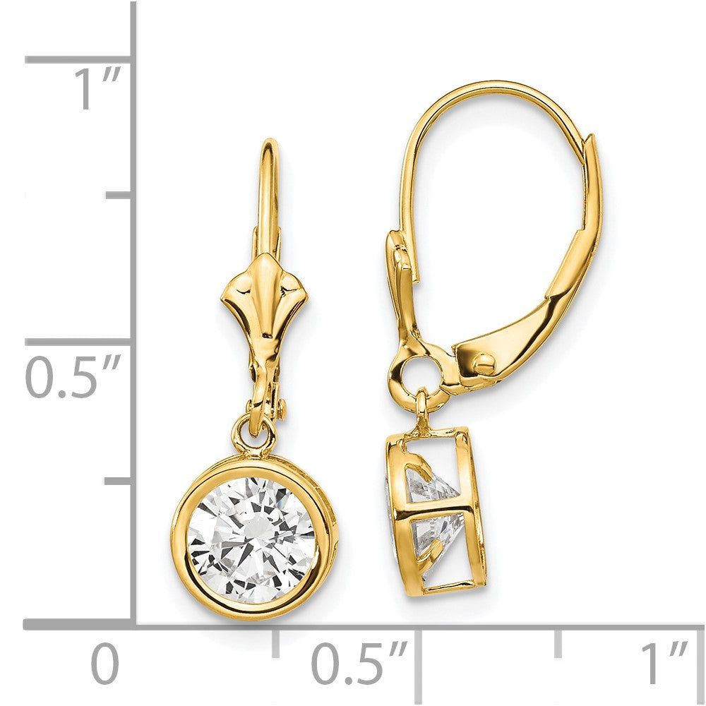 14K Gelbgold Ohrhänger mit Zirkonia, 6 mm, Brisurverschluss