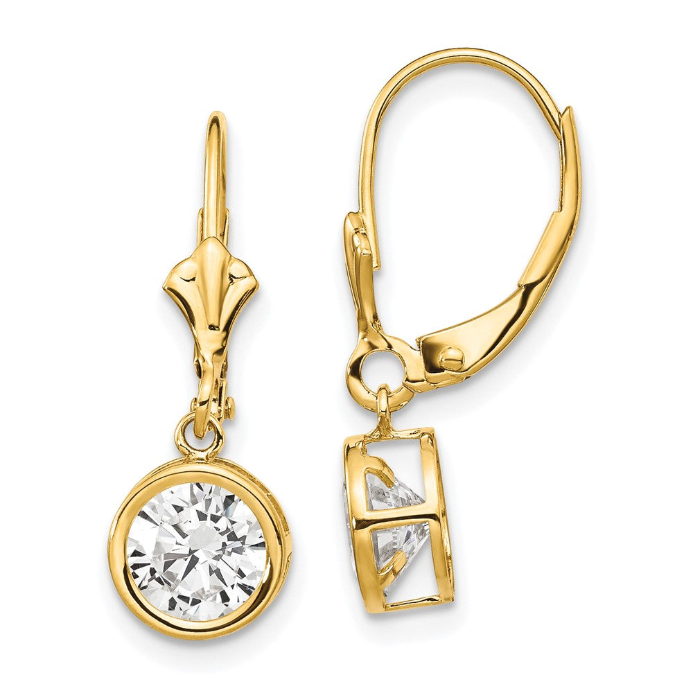14K Gelbgold Ohrhänger mit Zirkonia, 6 mm, Brisurverschluss