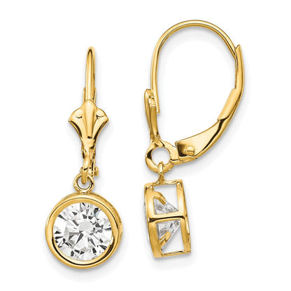 14K Gelbgold Ohrhänger mit Zirkonia, 6 mm, Brisurverschluss