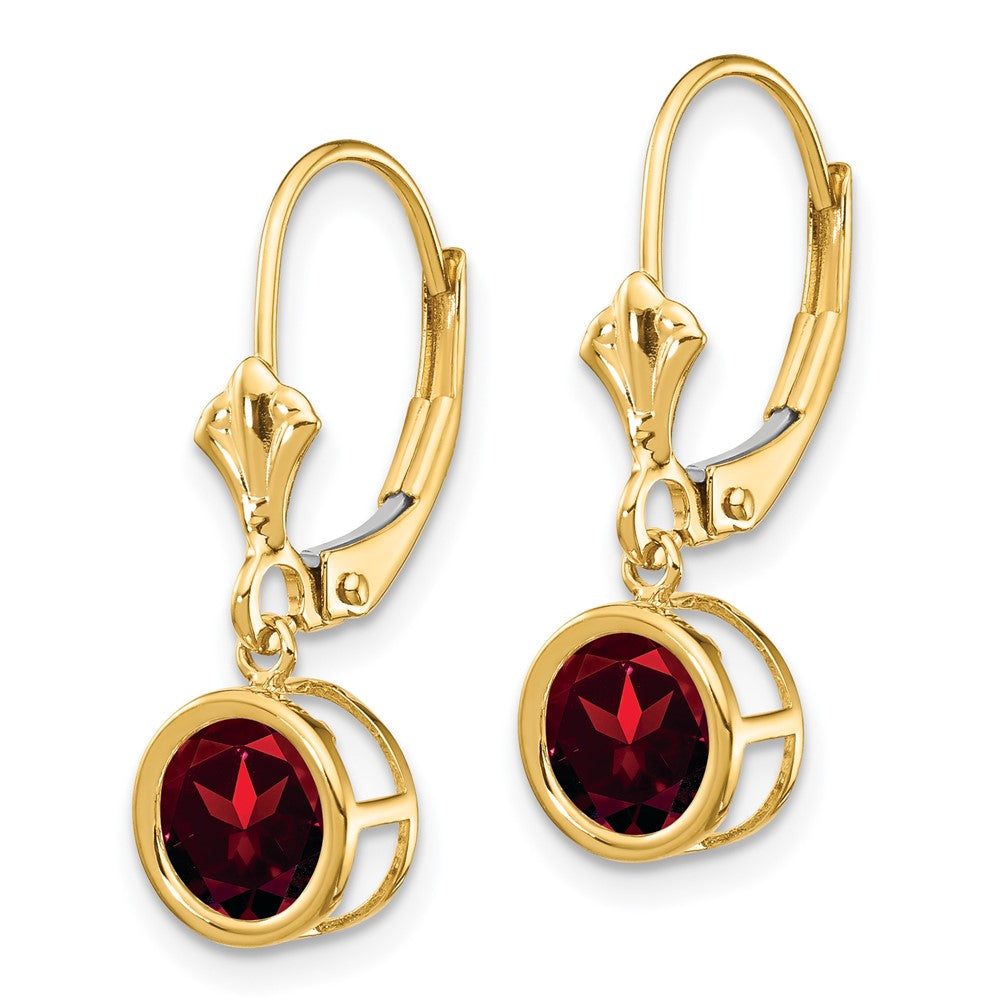 14K Gelbgold Ohrhänger mit 6-mm-Granat und Leverback-Verschluss