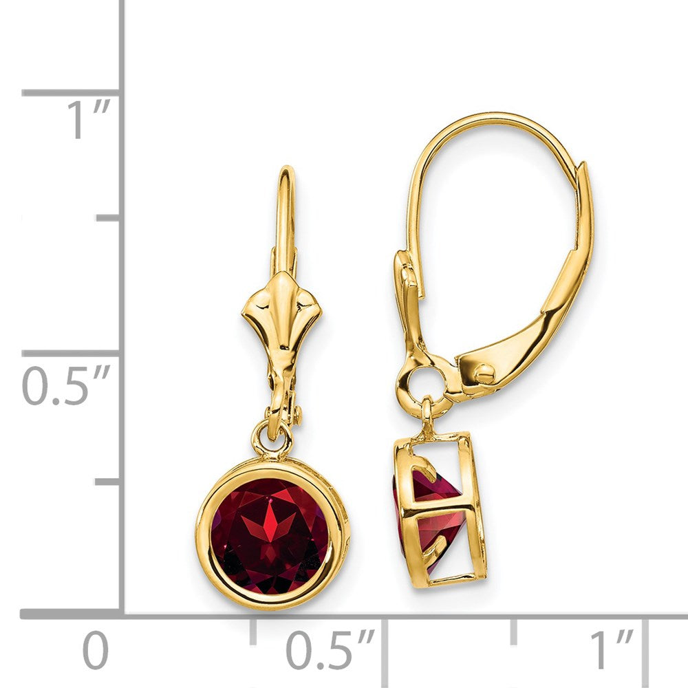 14K Gelbgold Ohrhänger mit 6-mm-Granat und Leverback-Verschluss