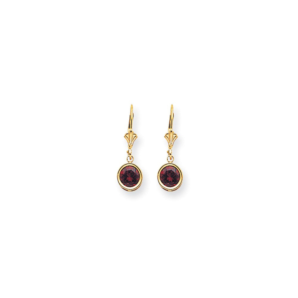 14K Gelbgold Ohrringe mit Karo-Schliff-Granat, 6 mm, Leverback-Verschluss