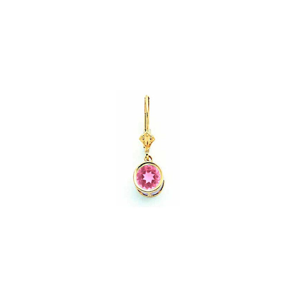 14K Gelbgold Ohrhänger mit rosa Turmalin, 6 mm, mit Klappbrisur