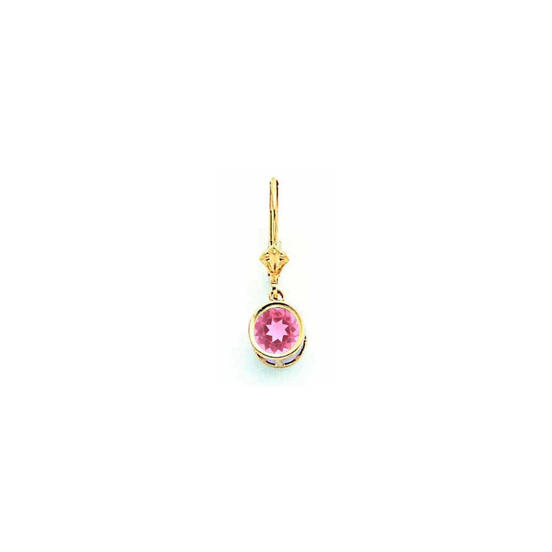 14K Gelbgold Ohrhänger mit rosa Turmalin, 6 mm, mit Klappbrisur