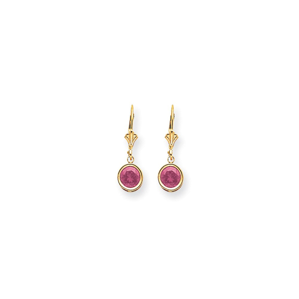 14K Gelbgold Ohrhänger mit rosa Saphiren, 6 mm, Leverback-Verschluss