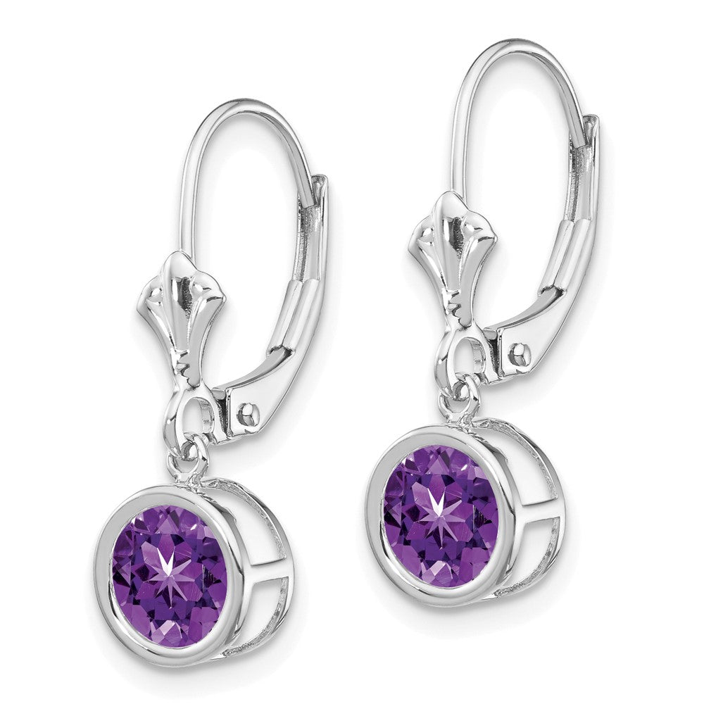 14K Weißgold Ohrringe mit 6 mm Amethyst und Brisurverschluss