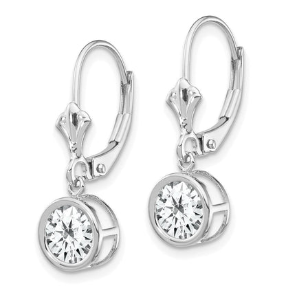14K Weißgold Ohrhänger mit Zirkonia, 6 mm, Leverback-Verschluss