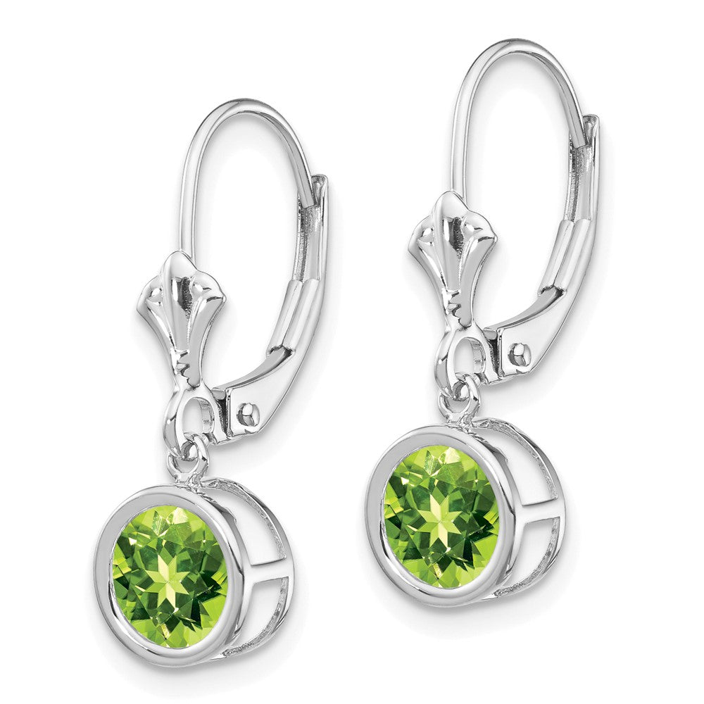 14K Weißgold Ohrhänger mit 6-mm-Peridot und Leverback-Verschluss
