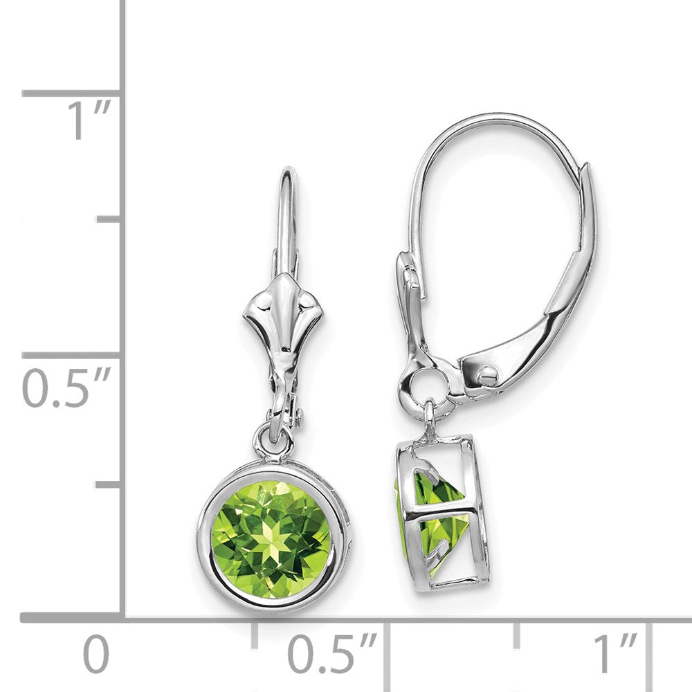 14K Weißgold Ohrhänger mit 6-mm-Peridot und Leverback-Verschluss