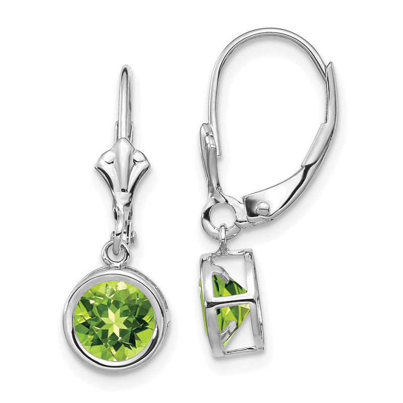 14K Weißgold Ohrhänger mit 6-mm-Peridot und Leverback-Verschluss
