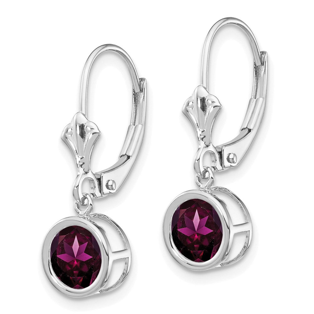 14K Weißgold Ohrringe mit 6-mm-Rhodolith-Granat und Leverback-Verschluss