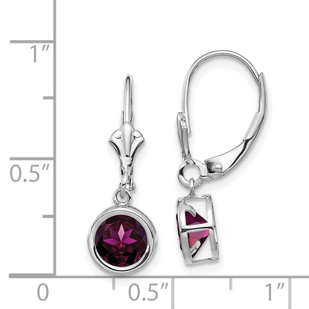 14K Weißgold Ohrringe mit 6-mm-Rhodolith-Granat und Leverback-Verschluss