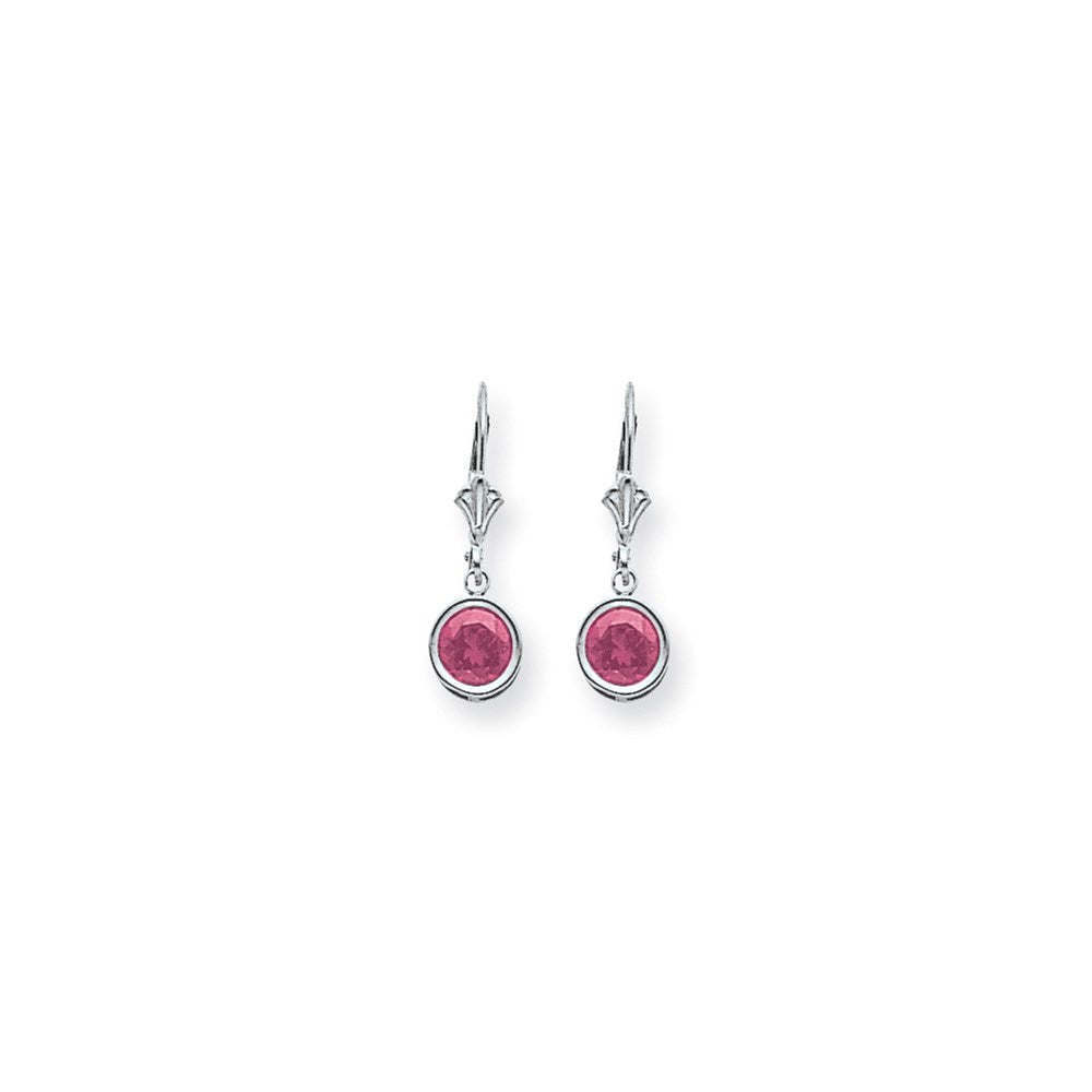 14K Weißgold Ohrhänger mit 6 mm Pink-Saphiren, Leverback-Verschluss