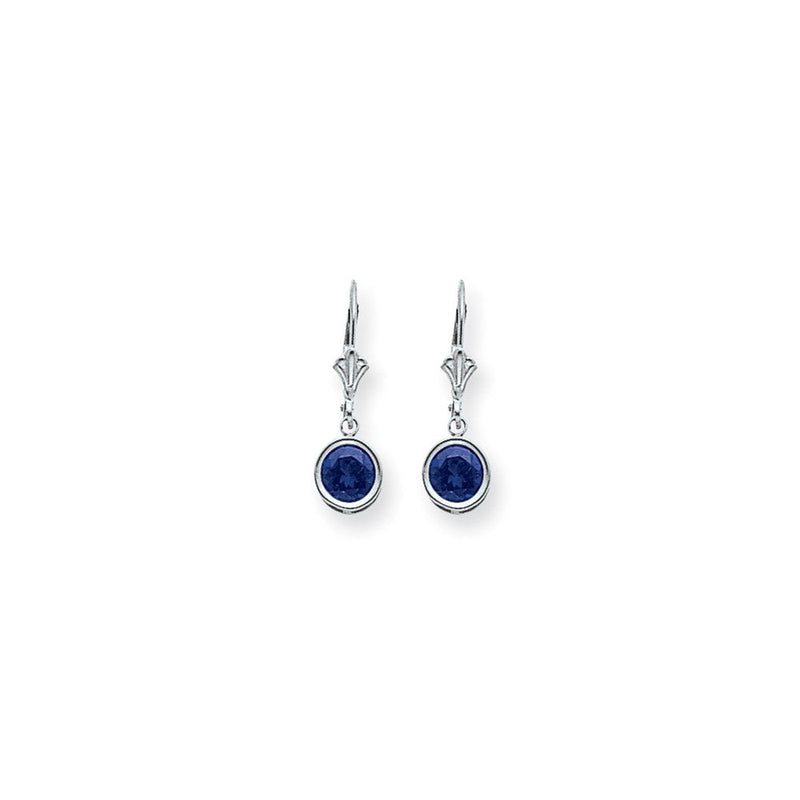 14K Weißgold Ohrringe mit Saphir, 6 mm, Brisurverschluss